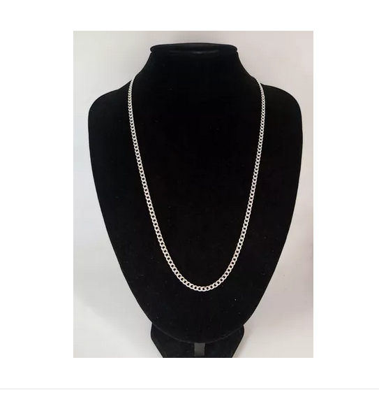 Cadena Plata Fina 925 4mm 60cm Grumet Hombre-2