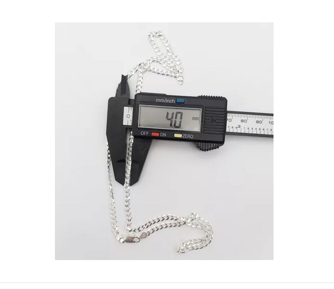 Cadena Plata Fina 925 4mm 60cm Grumet Hombre-3