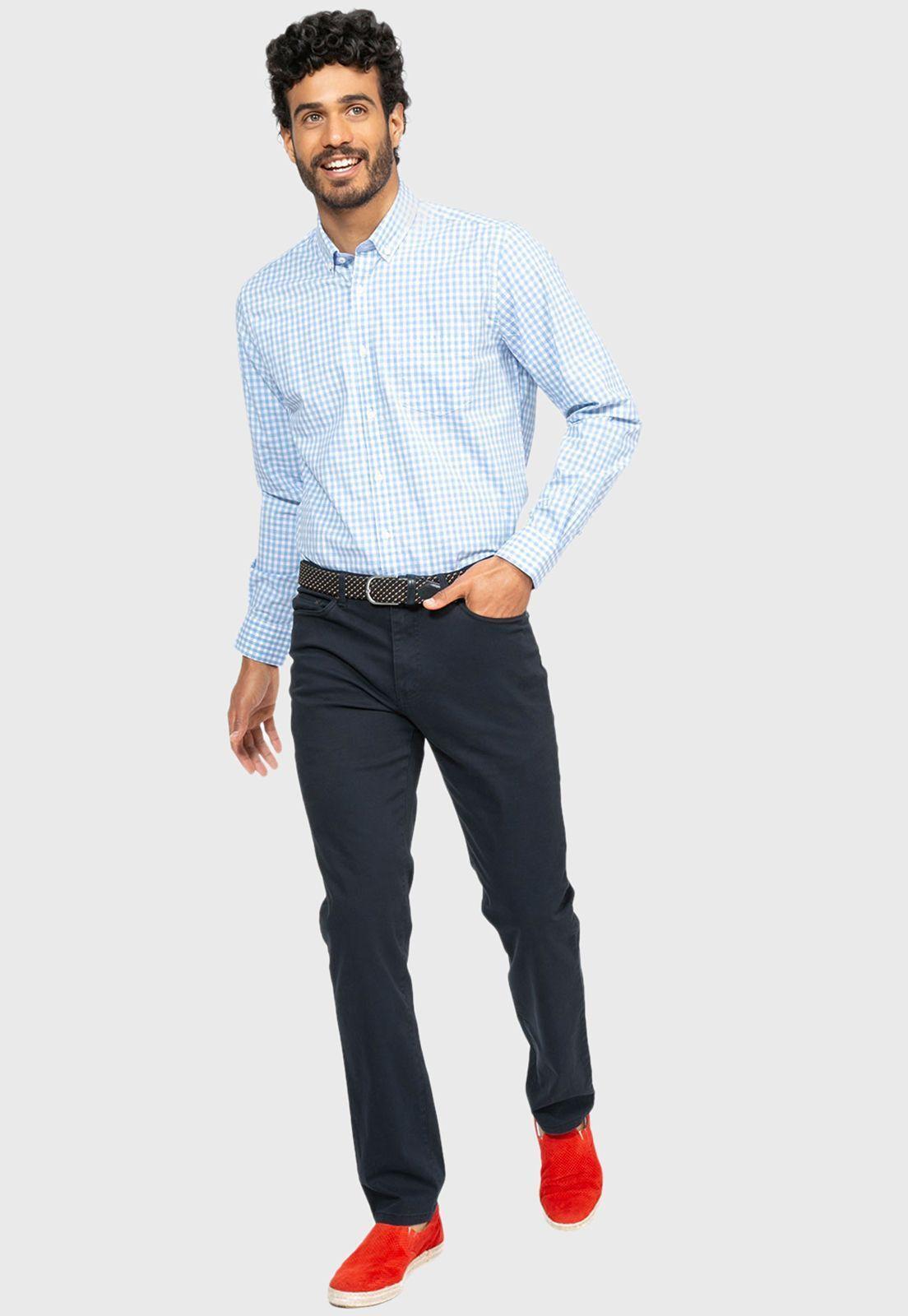 Camisa Sport Cuadros Celeste Arrow-4