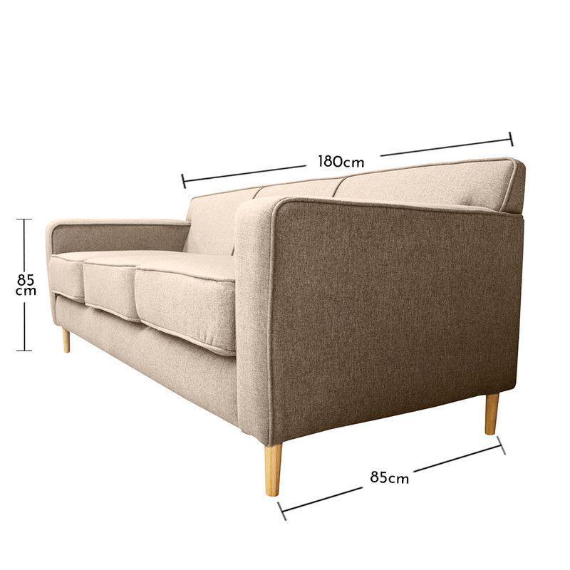 Sofá Lilen Chenille Tipo Lino Beige  2 Cuerpos-4