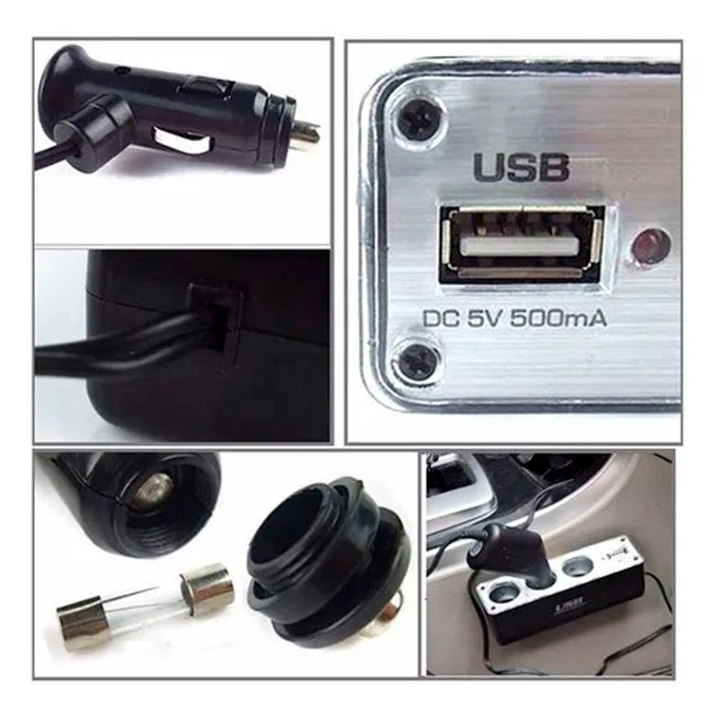 Triple Adaptador Toma Encendedor + Cargador Auto Usb 12v 24v-2