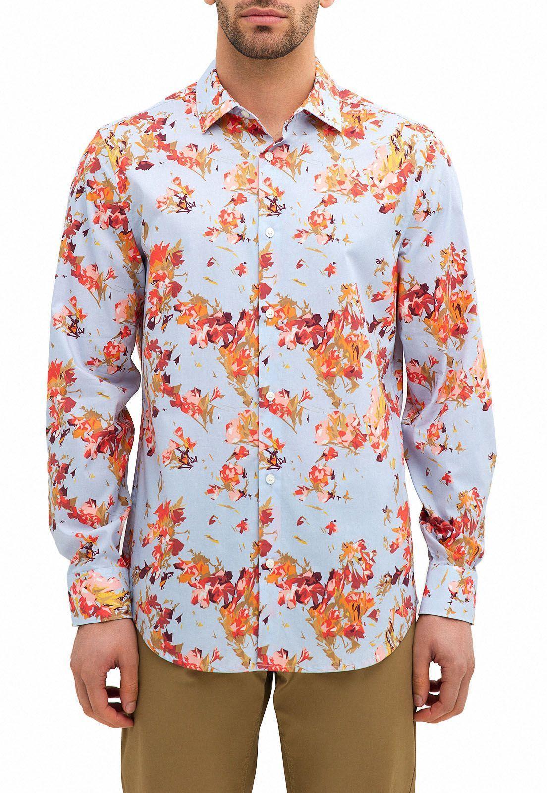 Camisa estampado floral geométrico-0