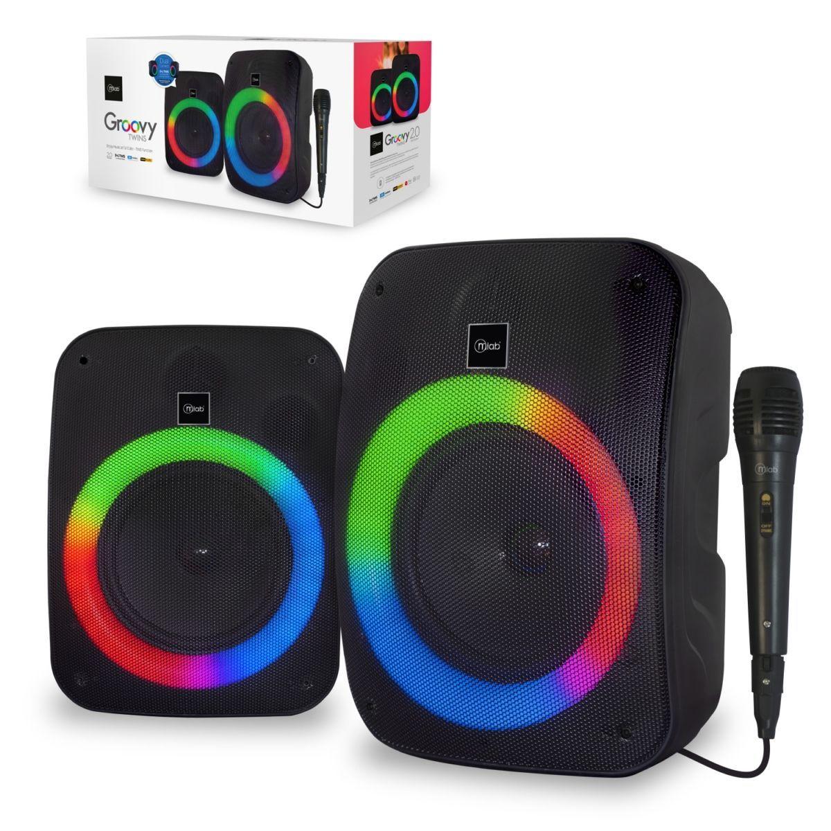 Dos Parlantes Twins Con Iluminacion Led Groovy Microlab-0