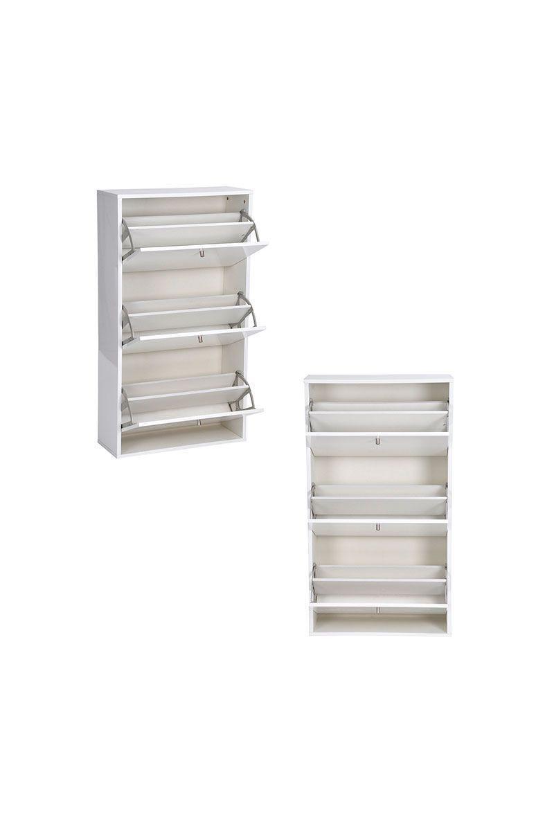 Zapatera 3 Divisiones de Madera Unicolor Blanco-3