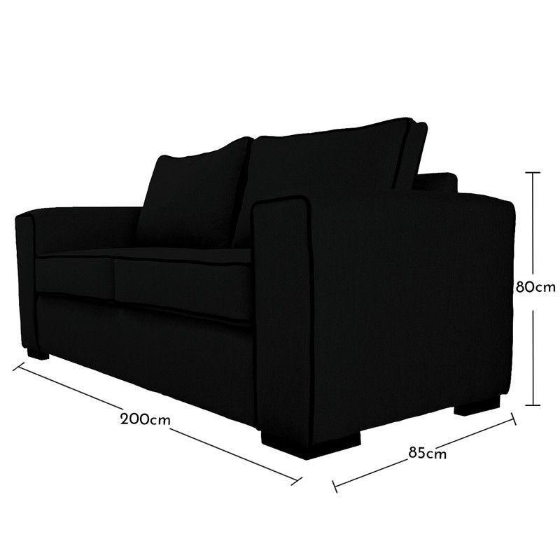 Sofá Gabro Chenille Tipo Lino Negro 3 Cuerpos-4