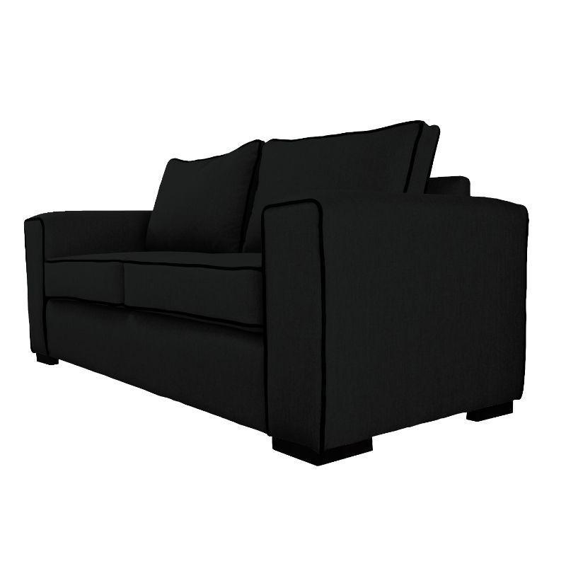 Sofá Gabro Chenille Tipo Lino Negro 3 Cuerpos-2
