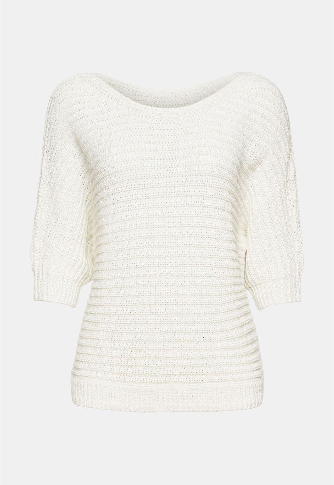 Sweater De Manga Corta Calado Esprit Violeta oscuro-3