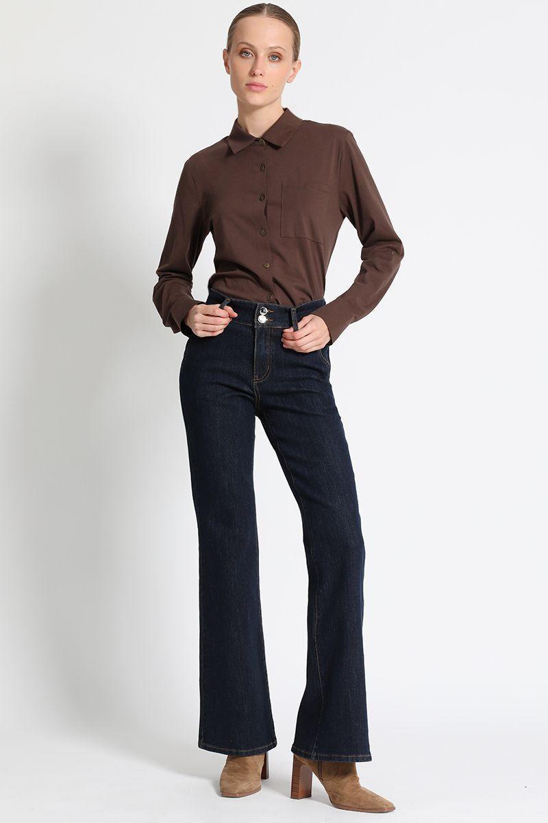 Jeans Flare Mujer Azul Marino Liola-0