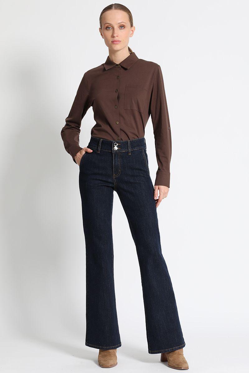 Jeans Flare Mujer Azul Marino Liola-4