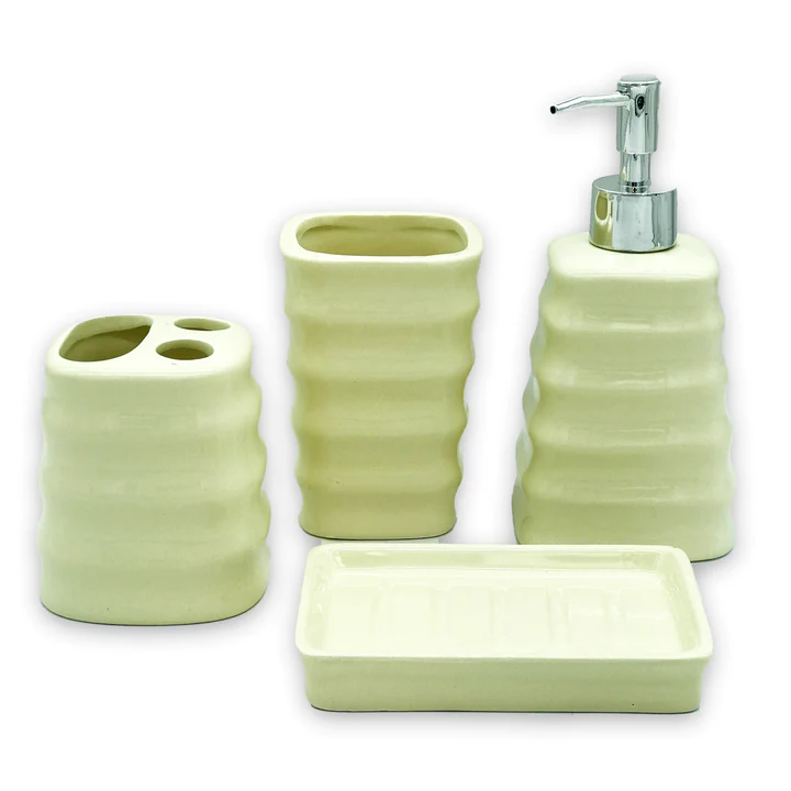 Set de Accesorios para Baño 4 piezas Beige - Aqualux™-0