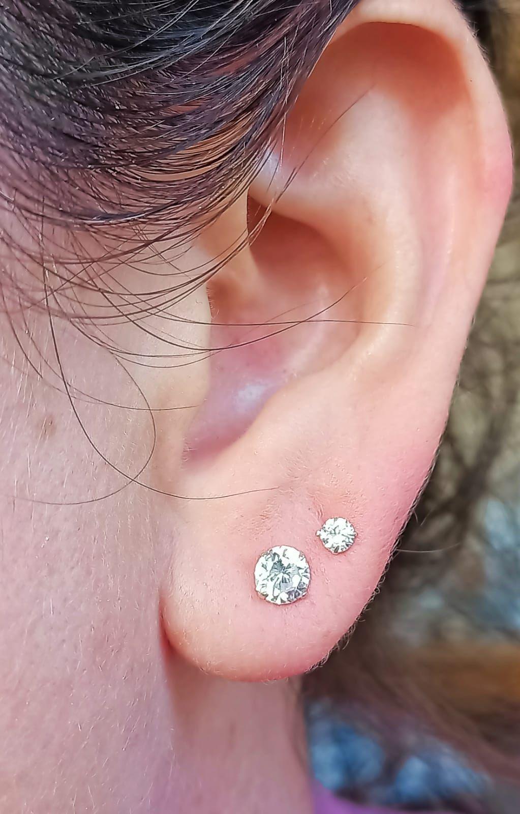 Set Aros Conjunto Punto De Luz Zirconia Plata Fina 3mm más 5mm-2
