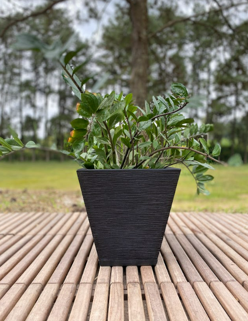 MACETERO FLORIDIS ZURIQUE NEGRO 34CM CON PLATO-3