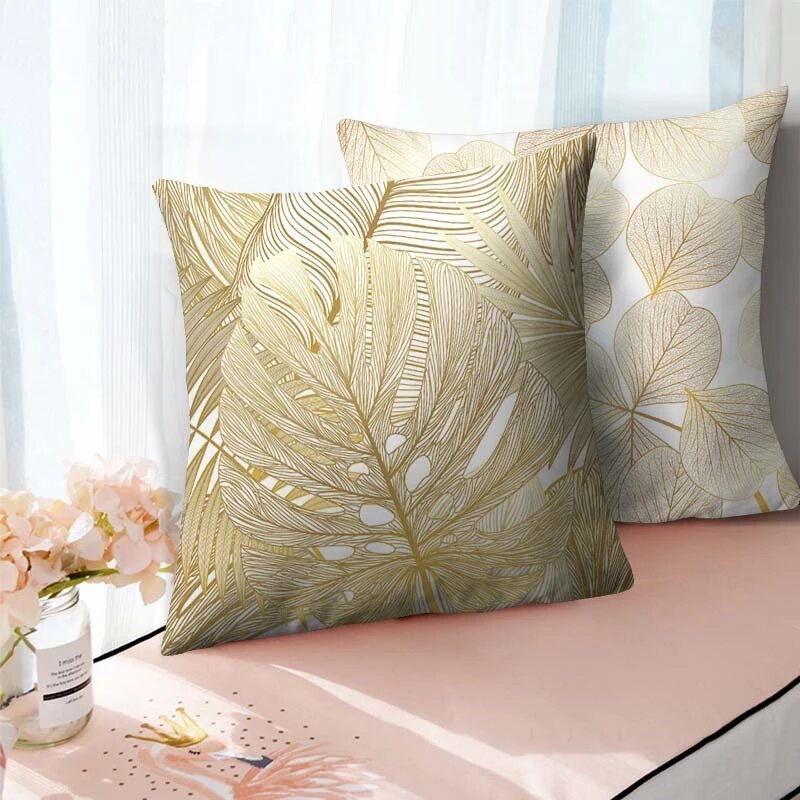 Set de 2 Cojines Terciopelo Blanco Plantas Modelo D 45cm x 45cm-3