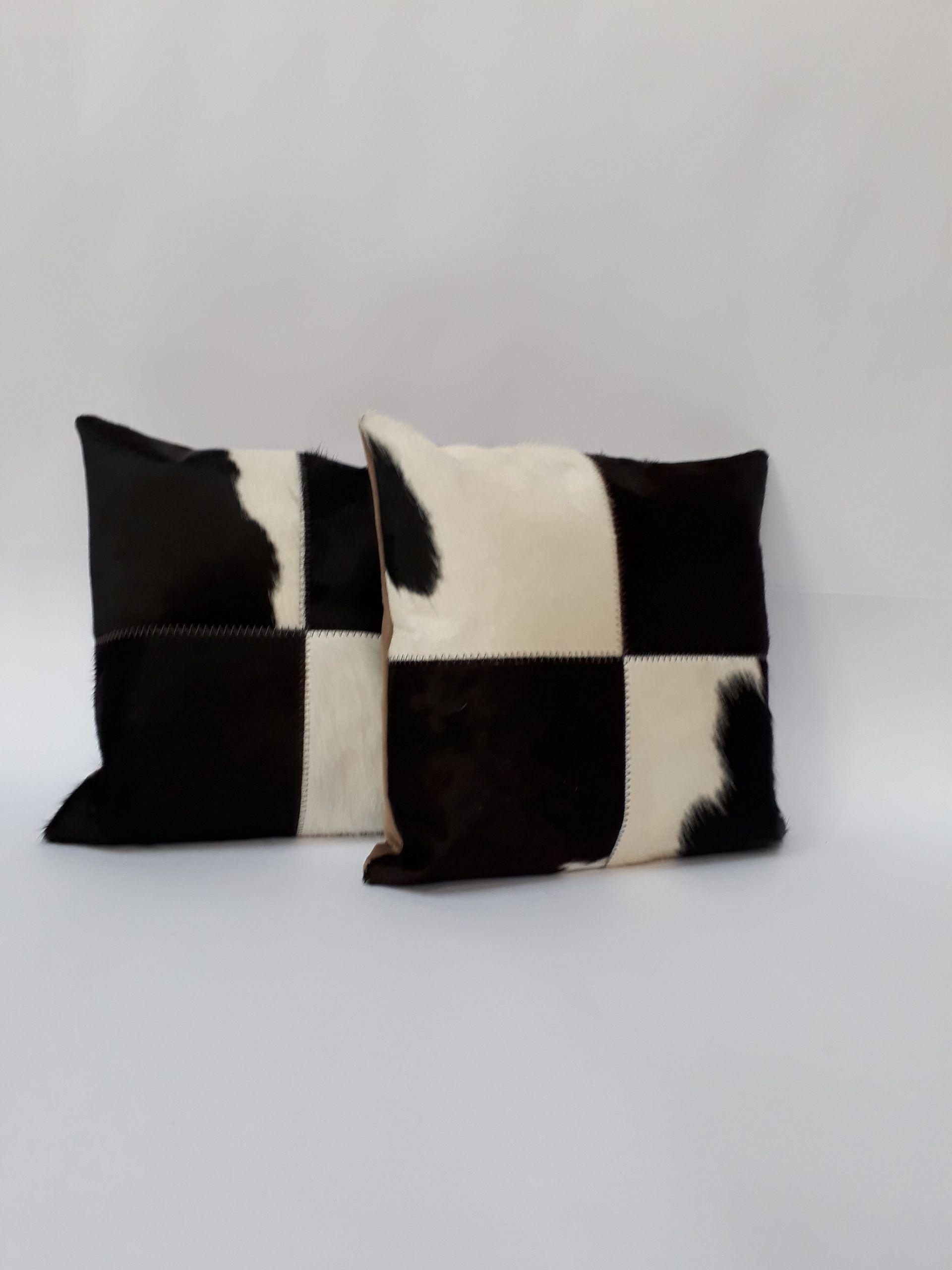 Pack 2 cojines cuero de vacuno 40x40 cms-0