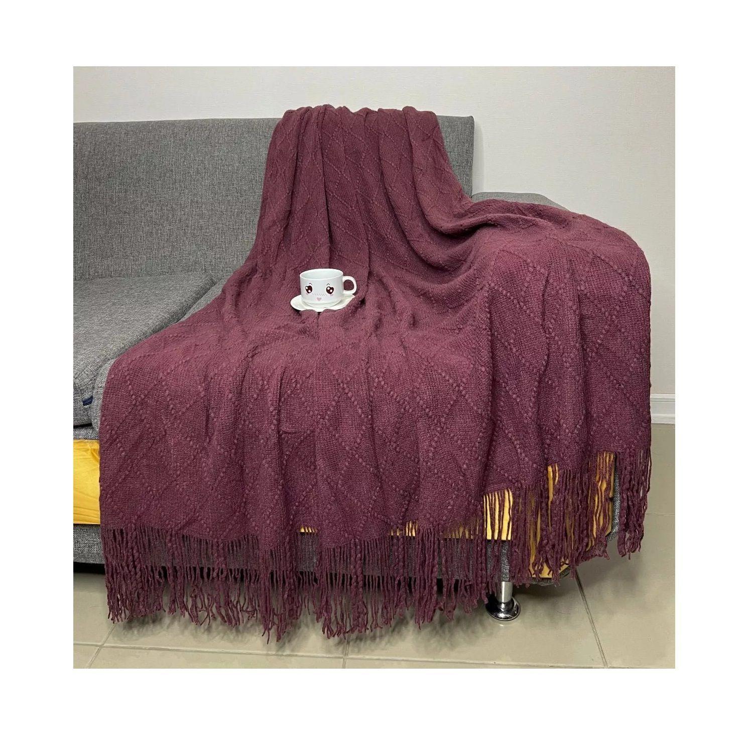Manta Decorativa Tejida Estilo Nordico Para Sofa Sillon Cama Marron-1