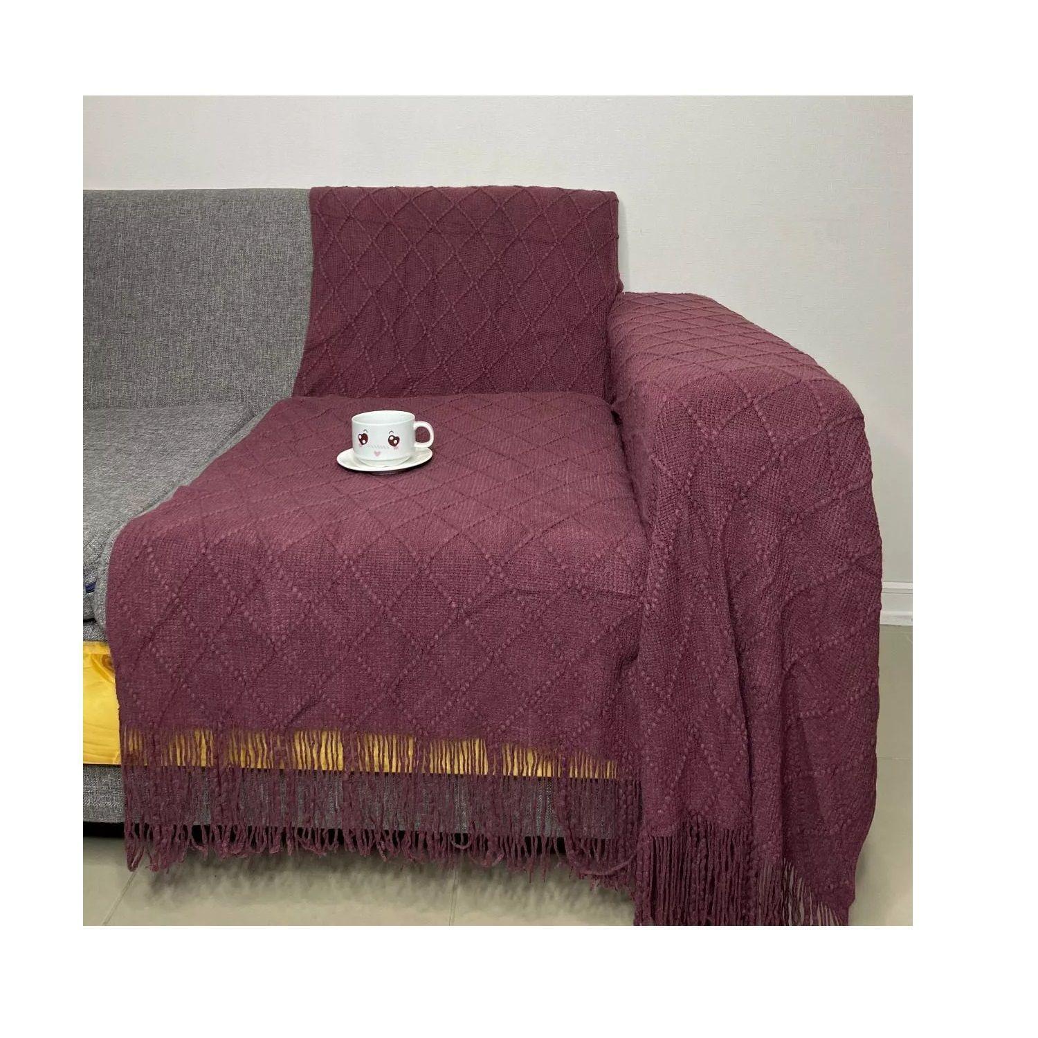 Manta Decorativa Tejida Estilo Nordico Para Sofa Sillon Cama Marron-0