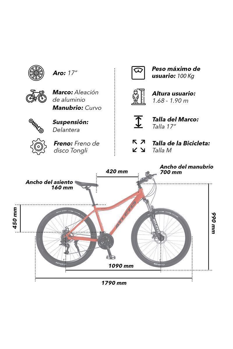 Bicicleta Mountain Bike Hiki 27,5" M Coral-2