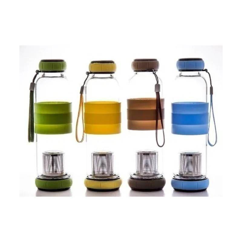 Botella De Vidrio 420 Ml Té Infusión + Funda-1