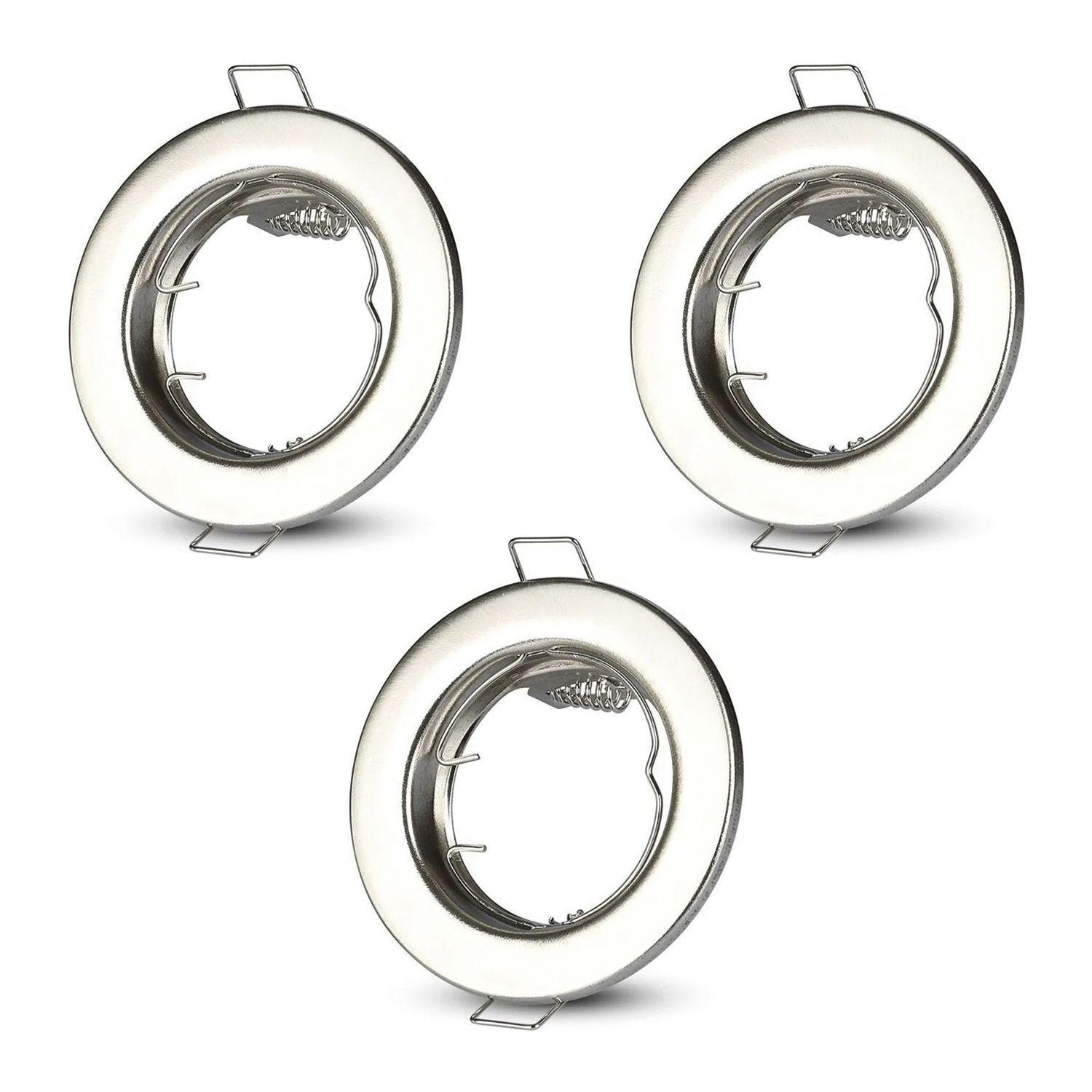 Pack 3 Focos LED Embutido Fijo Porta GU-10 Livorno MR16 Nickel-0