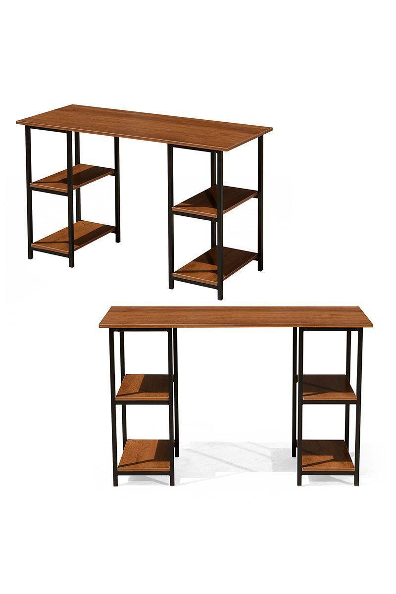 Escritorio con Estantería Inferior Doble Negro-28