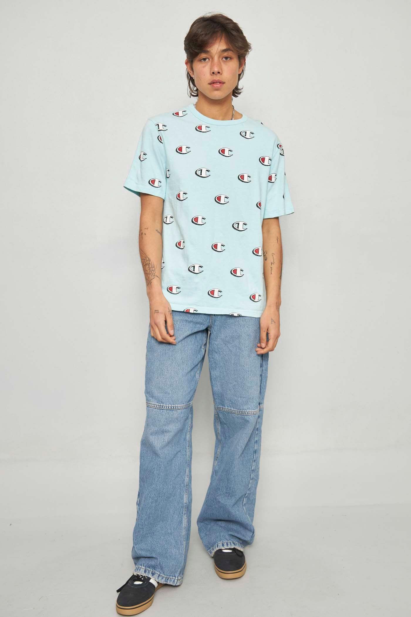 Polera casual reciclado celeste champion talla M  -3