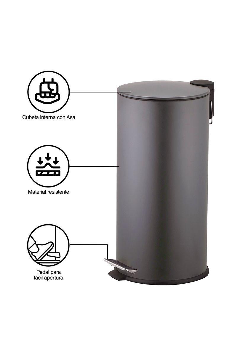 Basurero 27 L Acero Gris-3