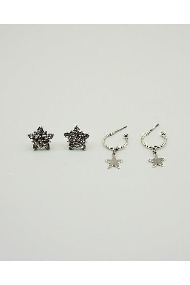 Aro Set Estrellas Plateado I-D-0