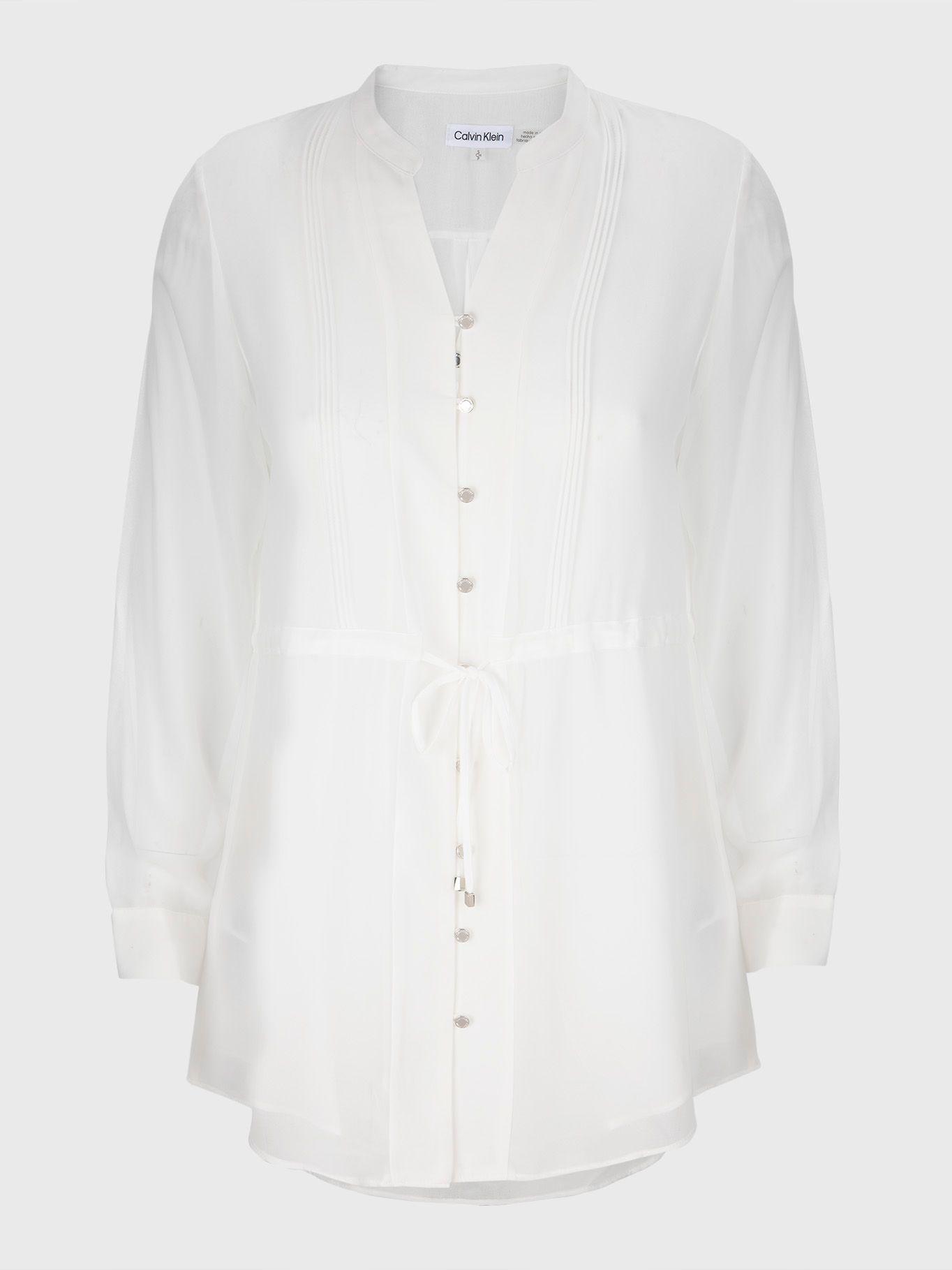Blusa con Cintura Ajustable Blanco Calvin Klein-0