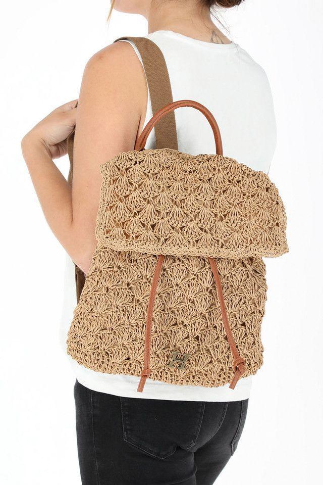 Mochila Camel Trigal Crochet Humana-3