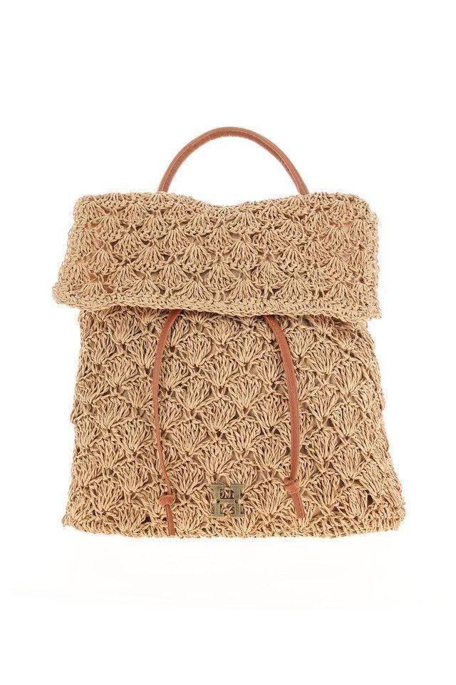 Mochila Camel Trigal Crochet Humana-0