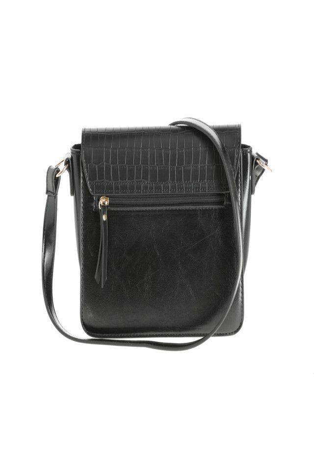 Cartera Cruzada Croco Negro i-D-1