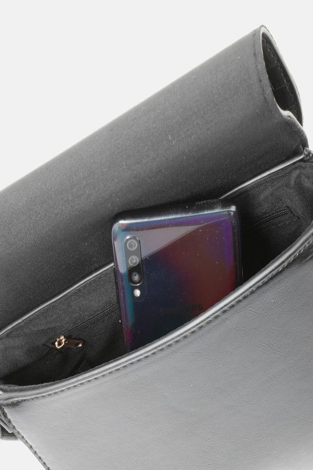 Cartera Cruzada Croco Negro i-D-2