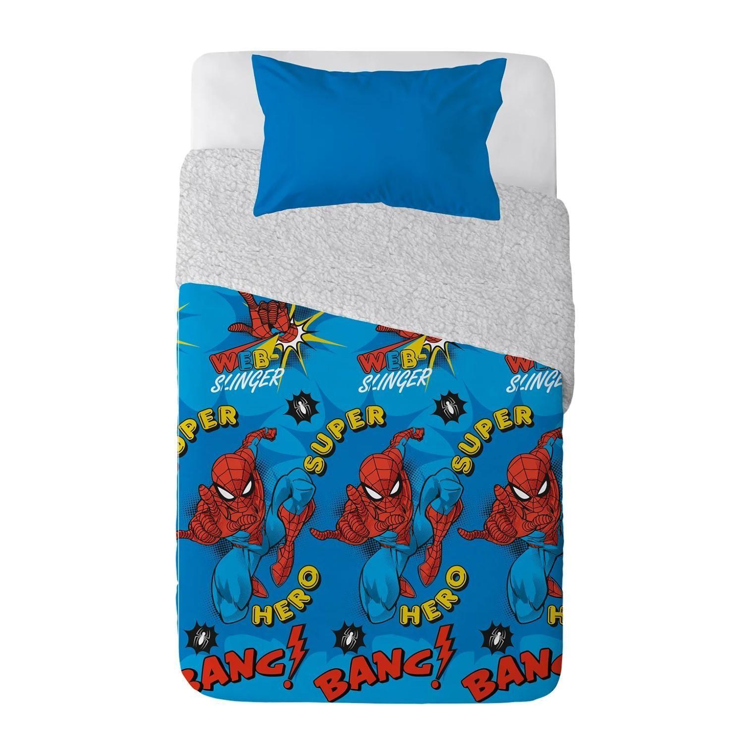 Plumon 1.5 Plazas Microfibra Infantil Azul SpiderMan Mashini-2
