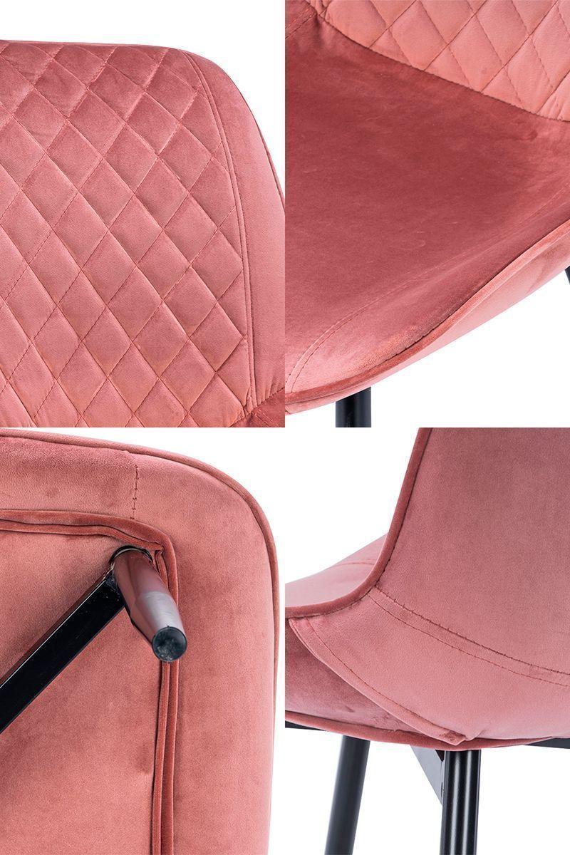 Silla de Comedor de Terciopelo Rosado-4