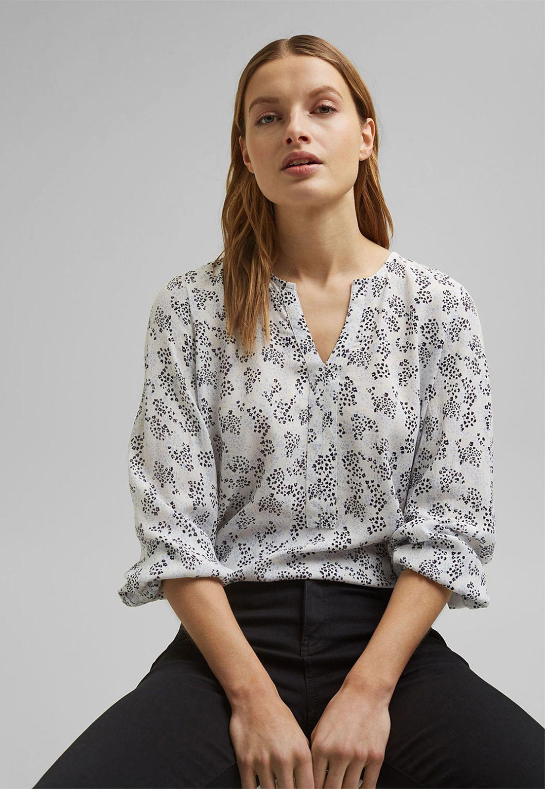 Blusa Mujer Manga Larga Estampada Esprit Azul marino-0