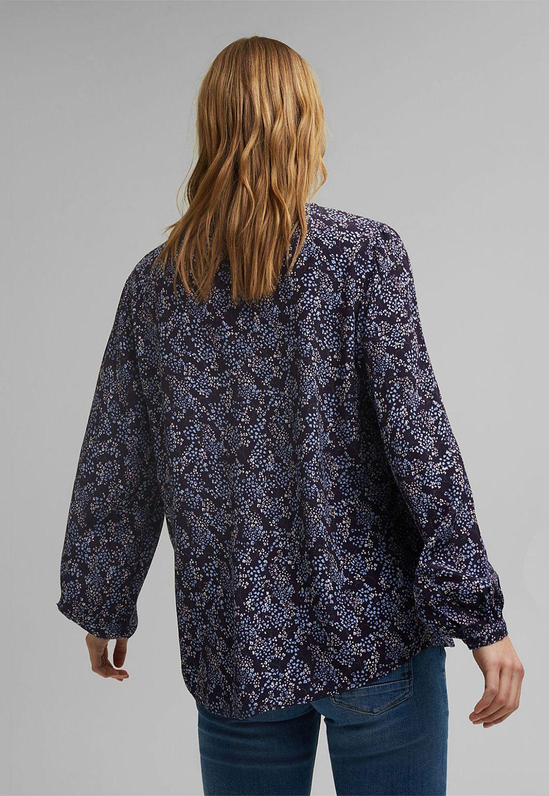Blusa Mujer Manga Larga Estampada Esprit Azul marino-1