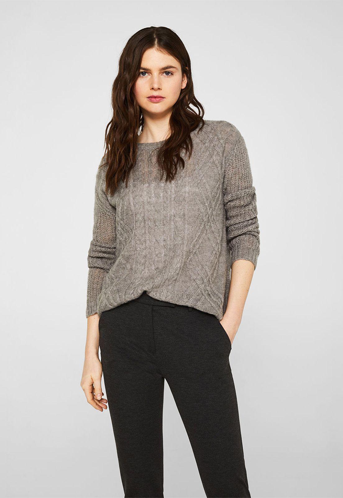 Sweater textura Con lana y alpaca  Esprit Rosa claro-0