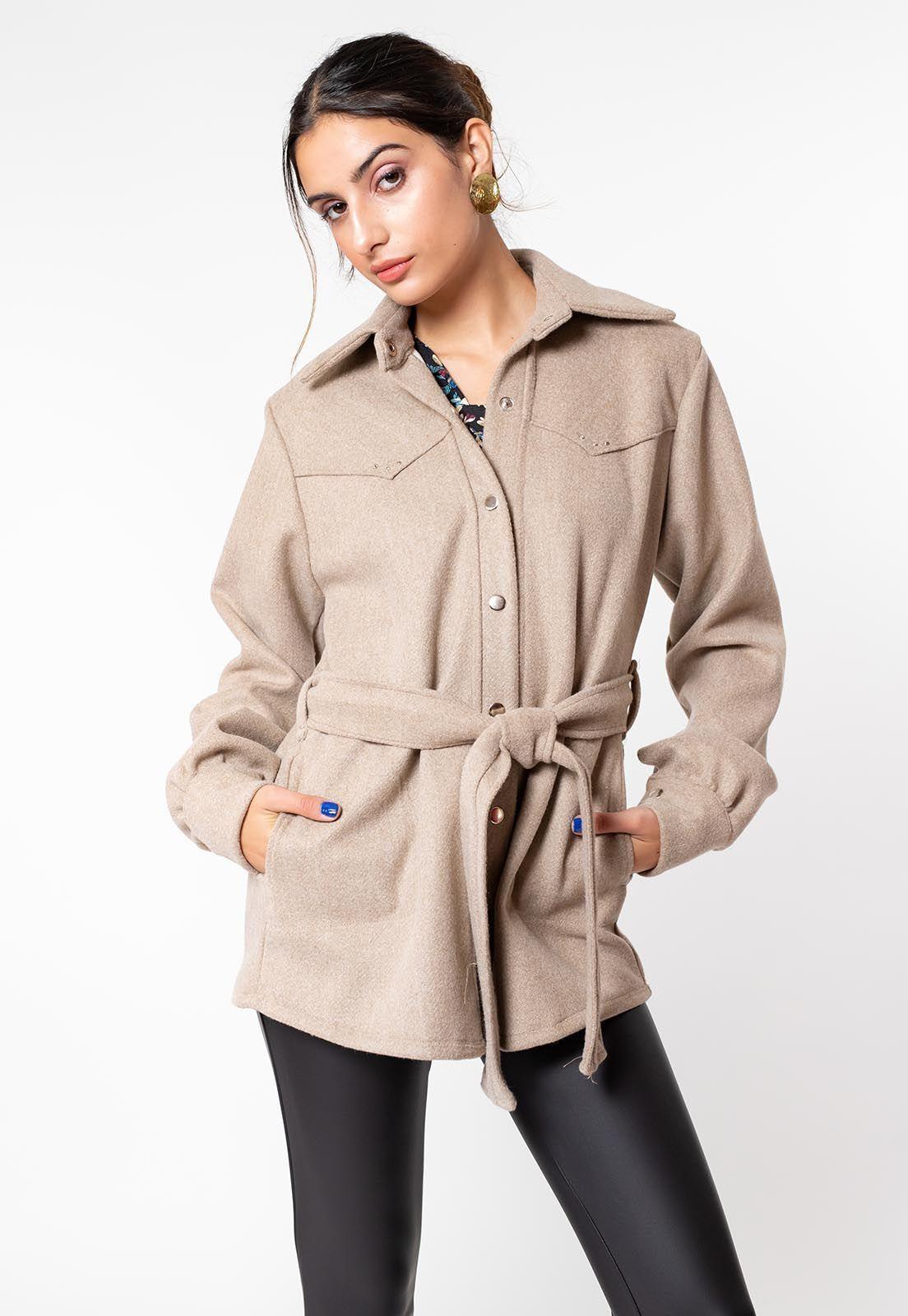 Chaqueta Angela Beige Natalia Seguel-0