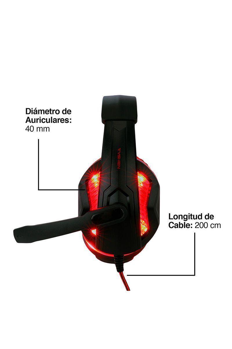 Audífonos Gamer GH05 Luces Led con Micrófono Rojo-4