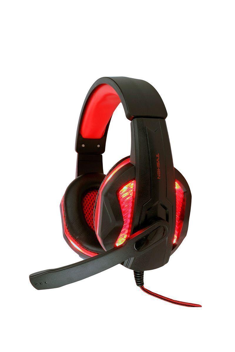 Audífonos Gamer GH05 Luces Led con Micrófono Rojo-0