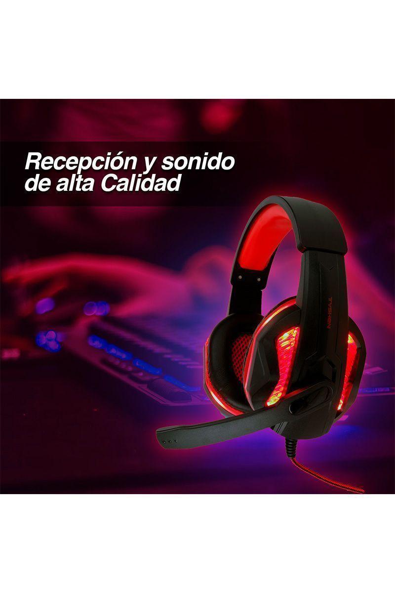 Audífonos Gamer GH05 Luces Led con Micrófono Rojo-1