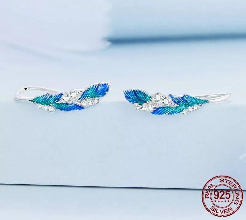 Aros Pluma Plata 925-1
