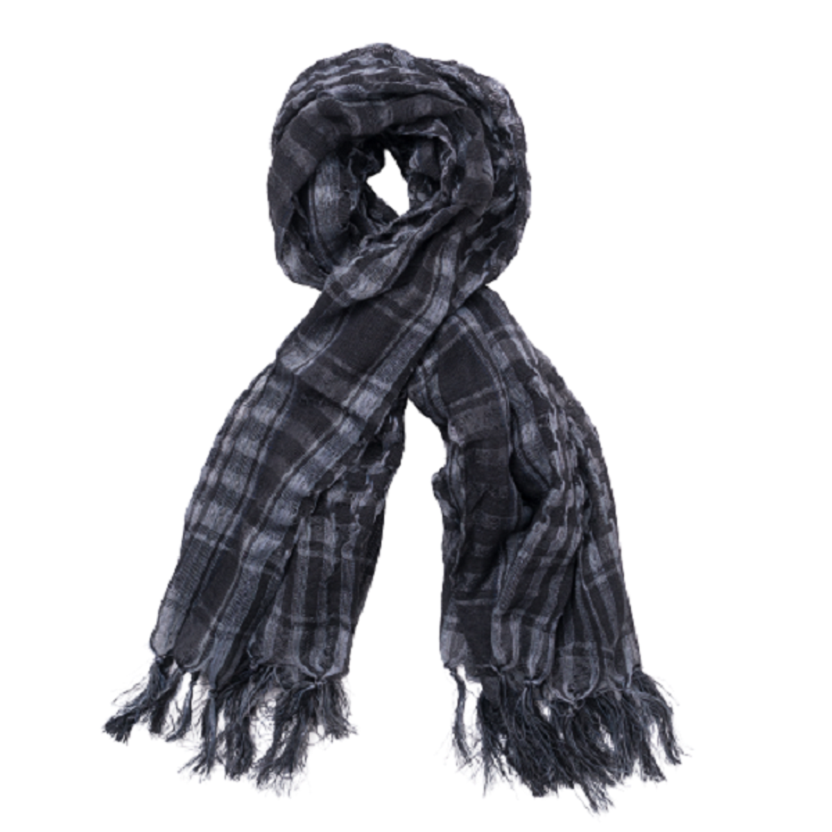 Bufanda Pañuelo a Cuadros Bicolor Unisex, Gris Negro.-0