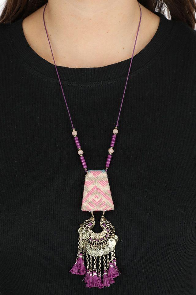 Collar Largo Ancestros Morado Humana-1