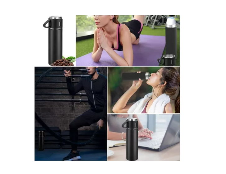 Set Termo Caliente Frio Termo Acero Inox + 3 Tazas 500 Ml-6