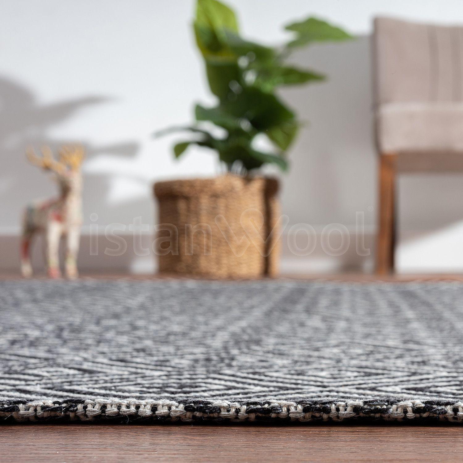 Alfombra Moderna 125X180 cms.Negra con Blanco-3