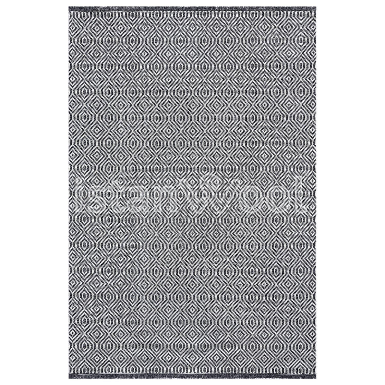 Alfombra Moderna 125X180 cms.Negra con Blanco-0