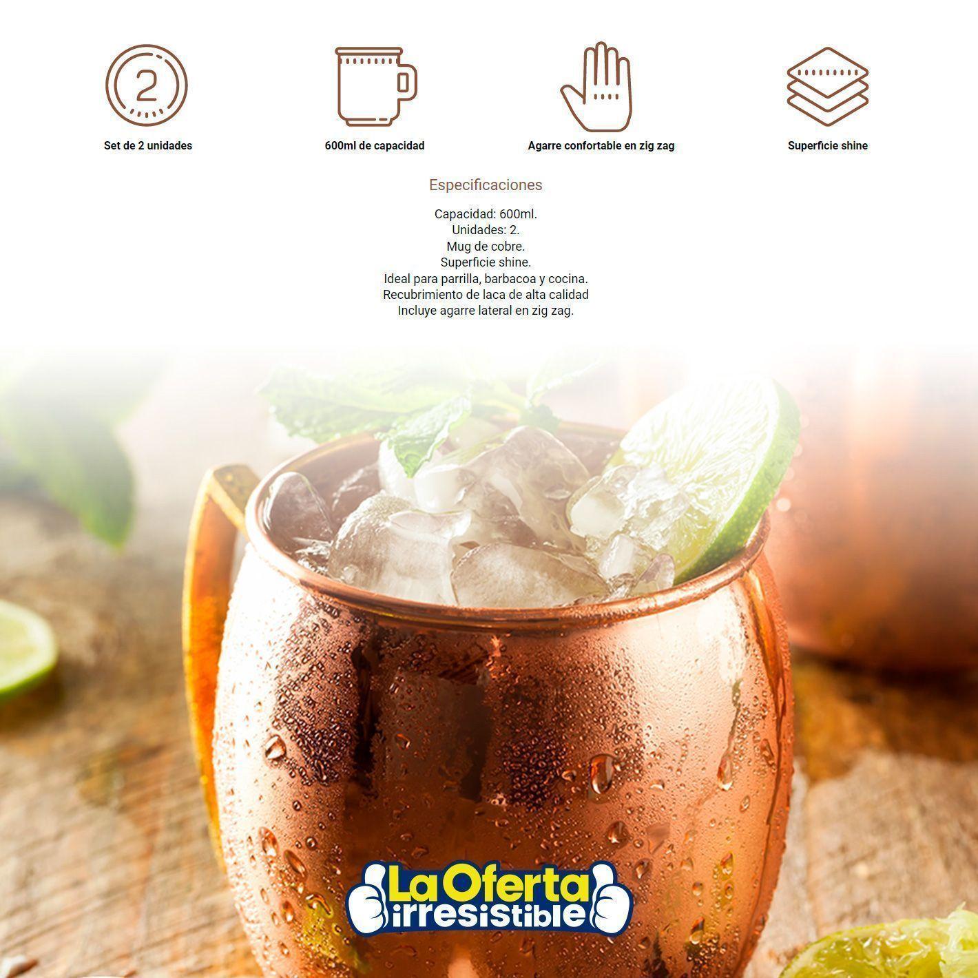 Set de 2 Mugs de Cobre Shine Coctel 600ml Wayu-2