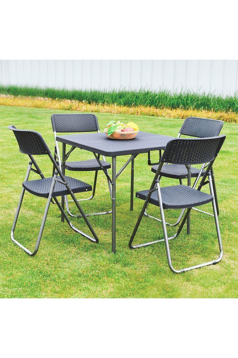 Juego de Terraza Plegable 5 Piezas 73x80x80cm Café-1