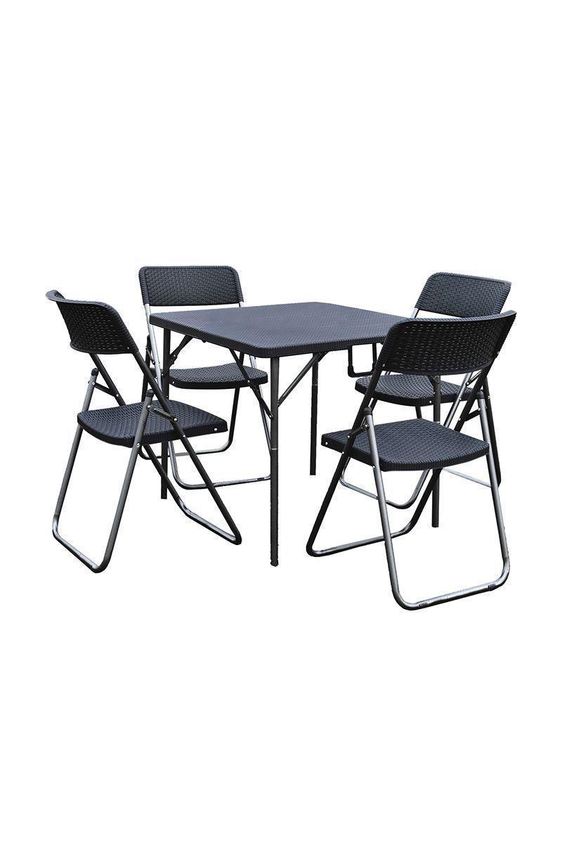 Juego de Terraza Plegable 5 Piezas 73x80x80cm Café-0